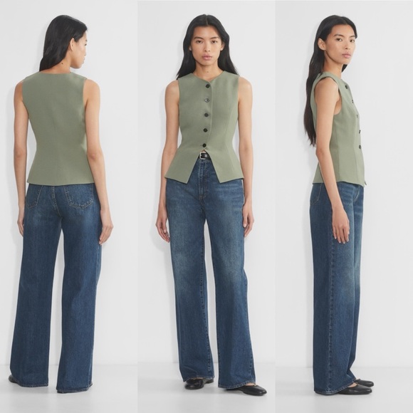 NWT Aritzia Wilfred Regal Vest Smoky Sage Size 6 Slim-fit button-up - Picture 1 of 14